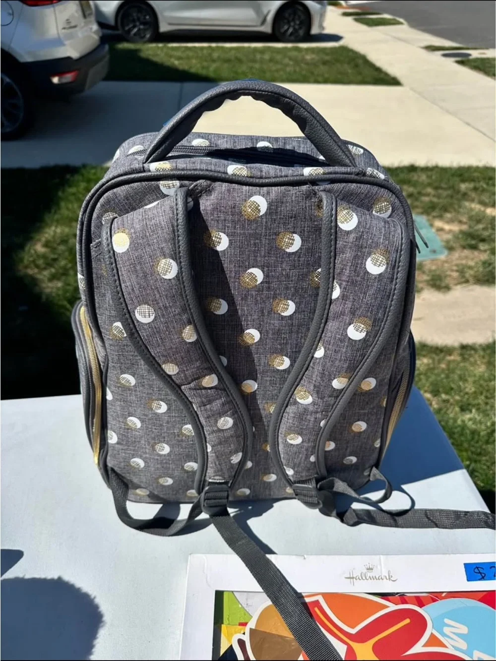 Polka Dot Gray Baby Diaper Backpack
